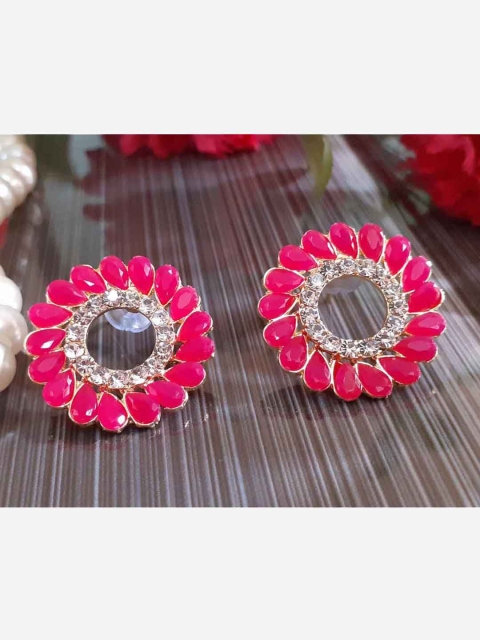 RICH AND FAMOUS Maroon Contemporary Studs Earrings