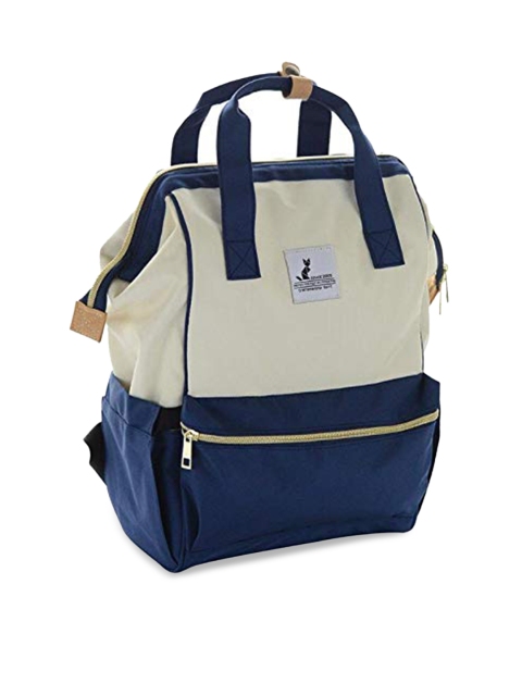 SYGA Blue & Cream Colourblocked Diaper Backpack