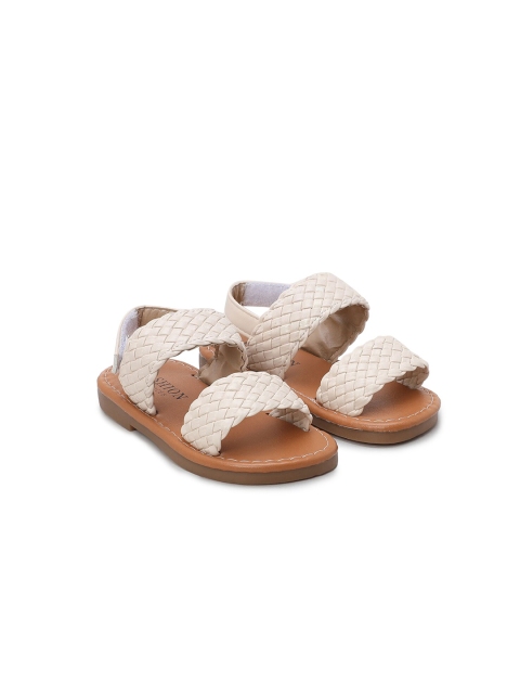 Hopscotch Girls Beige PU Comfort Sandals
