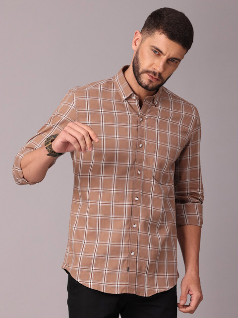 FOGA Men Coffee Brown Classic Slim Fit Checked Casual Shirt
FOGA Men Coffee Brown Classic Slim Fit Checked Casual Shirt