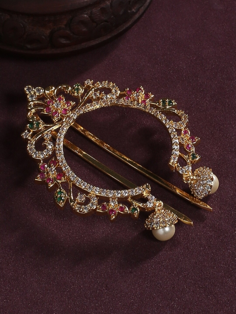 justpeachy Gold-Plated Magenta-Pink & White Artificial Stone Studded & Beaded Traditional Hair Bun Pin
justpeachy Gold-Plated Magenta-Pink & White Artificial Stone Studded & Beaded Traditional Hair Bun Pin