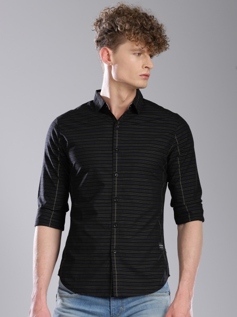 Levis Men Black Striped Casual Shirt