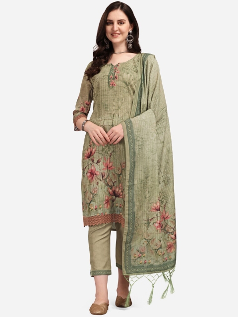 KALINI Women Mehendi Digital Print Sequined Work Kurta Trousers With Dupatta Set, Green
KALINI Women Mehendi Digital Print Sequined Work Kurta Trousers With Dupatta Set, Green