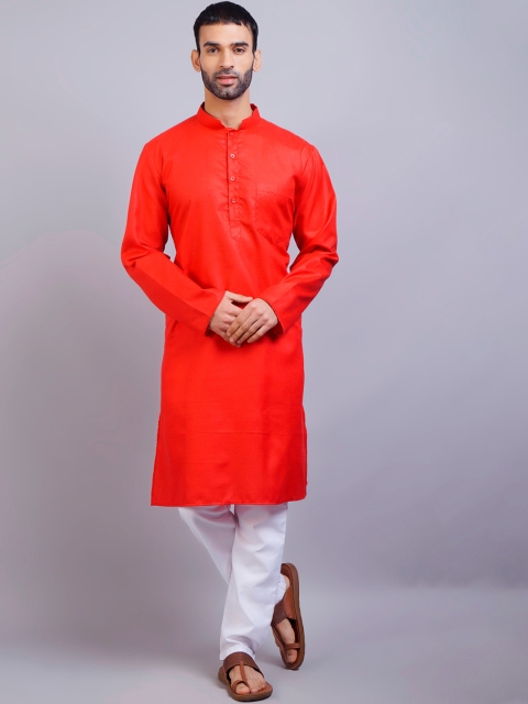 GRACIT Men Red Thread Work Kurta