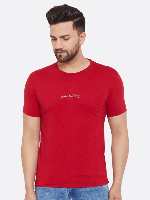 HARBORNBAY Men Red Typography T-shirt
