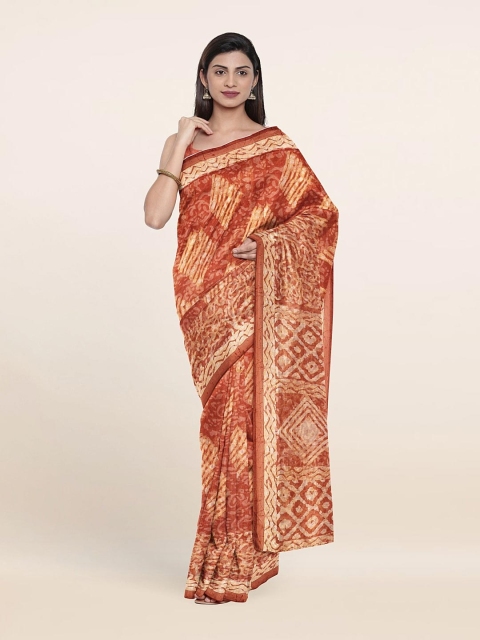 Pothys Beige & Orange Saree