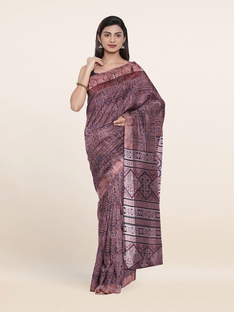 Pothys Grey & Purple Ethnic Motifs Saree