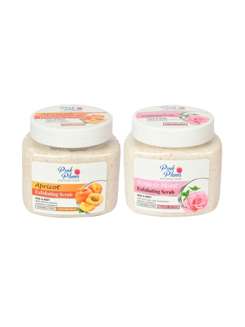 Pink Plums Set of Apricot - Rose & Mint Face & Body Exfoliating Scrub - 500 ml Each, Beige
Pink Plums Set of Apricot - Rose & Mint Face & Body Exfoliating Scrub - 500 ml Each, Beige