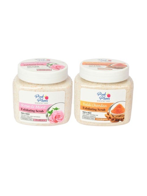 Pink Plums Combo of Face & Body Haldi Chandan Scrub & Rose Mint Scrub - 500 ml Each, Off white
Pink Plums Combo of Face & Body Haldi Chandan Scrub & Rose Mint Scrub - 500 ml Each, Off white