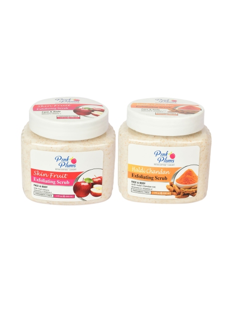 Pink Plums Paraben Free Fruit & Haldi Chandan Face & Body Exfoliating Scrub - 500 ml Each, Cream
Pink Plums Paraben Free Fruit & Haldi Chandan Face & Body Exfoliating Scrub - 500 ml Each, Cream