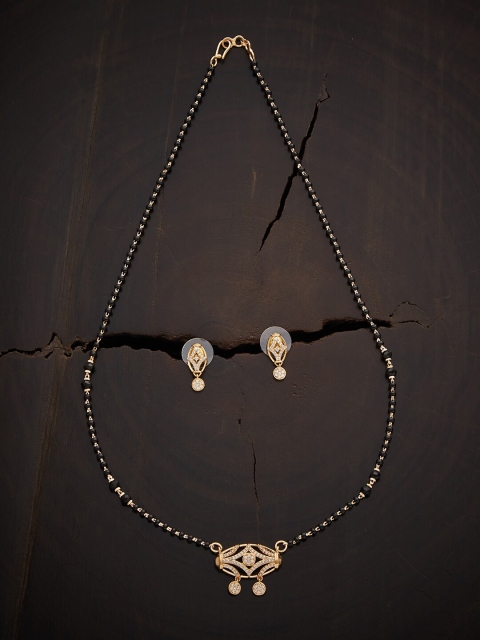 Kushal's Fashion Jewellery Gold-Plated White Stone-Studded & Black Beaded Mangalsutra
Kushal's Fashion Jewellery Gold-Plated White Stone-Studded & Black Beaded Mangalsutra