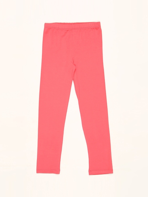 V2 Value & Variety Girls Coral Solid Cotton Leggings
