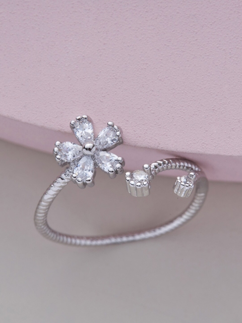 Kushal's Fashion Jewellery Silver-Toned Rhodium-Plated & White CZ Stone-Studded Finger Ring
Kushal's Fashion Jewellery Silver-Toned Rhodium-Plated & White CZ Stone-Studded Finger Ring
