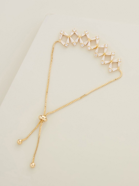 Kushal's Fashion Jewellery Women Gold-Toned & White Cubic Zirconia Gold-Plated Link Bracelet
Kushal's Fashion Jewellery Women Gold-Toned & White Cubic Zirconia Gold-Plated Link Bracelet