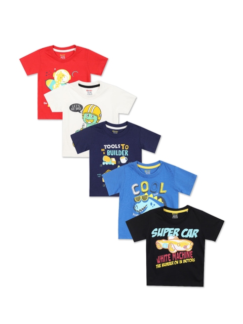 Donuts Boys Assorted Typography Printed Pure Cotton T-shirt Pack Of 5