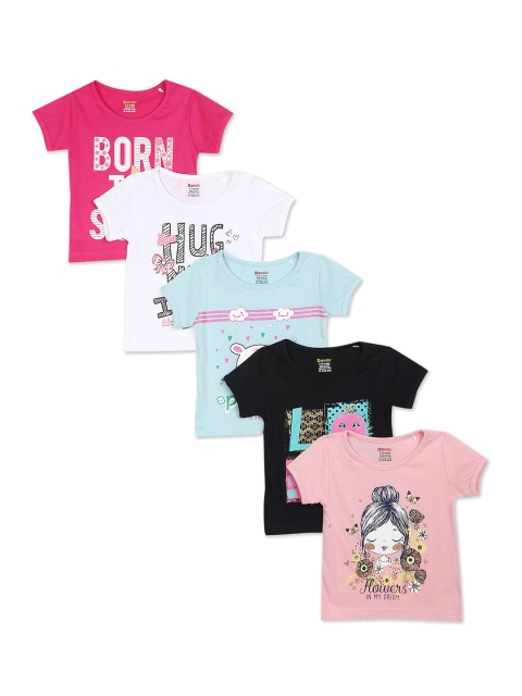 Donuts Girls Assorted Set of 5 Printed Cotton T-shirt