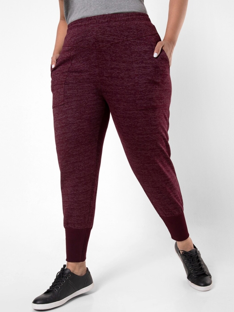 Instafab Plus Women Maroon Printed Cotton Joggers