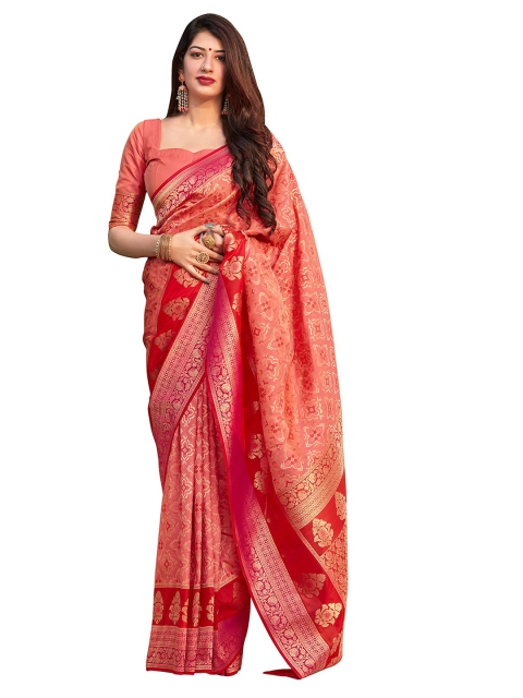 MONJOLIKA FASHION Peach-Coloured & Gold-Toned Woven Design Zari Silk Blend Banarasi Saree
MONJOLIKA FASHION Peach-Coloured & Gold-Toned Woven Design Zari Silk Blend Banarasi Saree