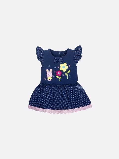 BABY GO Blue & Pink Printed Dress