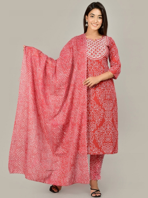 KALINI Women Red Ethnic Motifs Printed Mirror Work Pure Cotton Kurti with Trousers & With Dupatta
KALINI Women Red Ethnic Motifs Printed Mirror Work Pure Cotton Kurti with Trousers & With Dupatta