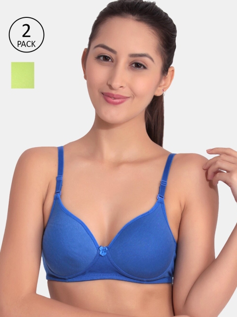 Floret Blue & Green Bra Heavily Padded