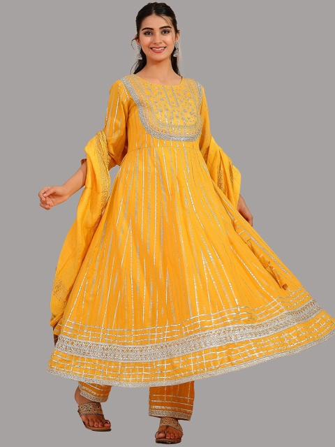KALINI Women Yellow Embroidered Angrakha Gotta Patti Pure Cotton Kurti with Skirt & With Dupatta
KALINI Women Yellow Embroidered Angrakha Gotta Patti Pure Cotton Kurti with Skirt & With Dupatta