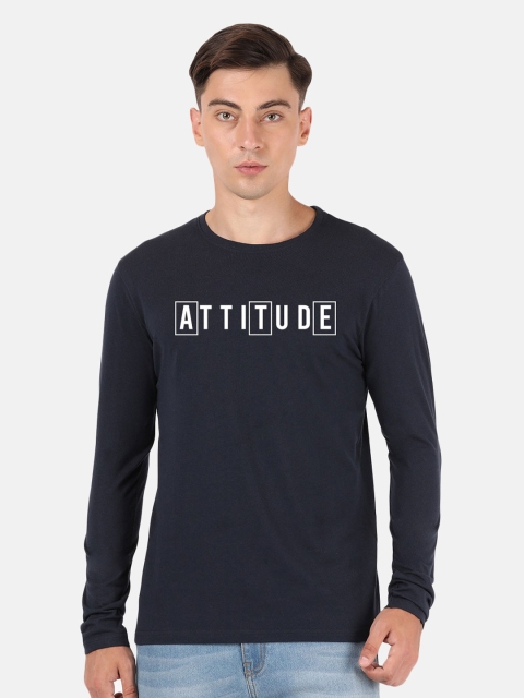 MASH UNLIMITED Men Navy Blue Typography Printed T-shirt