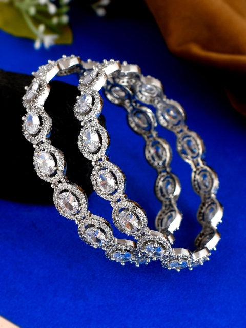 Silvermerc Designs Set of 2 Silver-Plated White American Diamond Studded Handcrafted Bangles
Silvermerc Designs Set of 2 Silver-Plated White American Diamond Studded Handcrafted Bangles