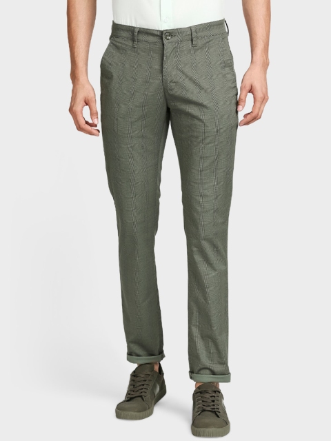 ColorPlus Men Green Striped Trousers