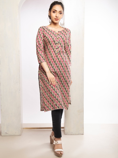 Unnati Silks Women Multicoloured Geometric Printed Thread Work Floral Handloom Kurta, Multi
Unnati Silks Women Multicoloured Geometric Printed Thread Work Floral Handloom Kurta, Multi