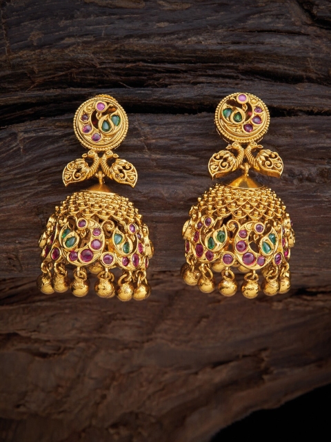 Kushal's Fashion Jewellery Red Dome Shaped Jhumkas Earrings