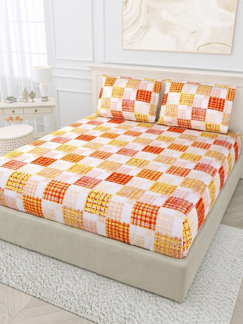BOMBAY DYEING White & Orange Geometric 144 TC Cotton King Bedsheet with 2 Pillow Covers
BOMBAY DYEING White & Orange Geometric 144 TC Cotton King Bedsheet with 2 Pillow Covers