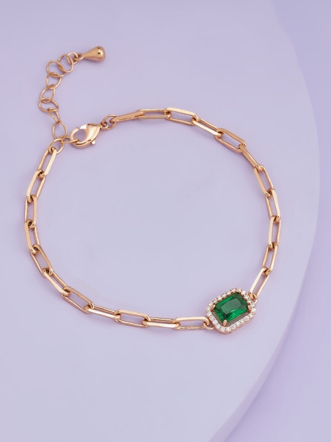 Kushal's Fashion Jewellery Women Rose Gold & Green Cubic Zirconia Rose Gold-Plated Link Bracelet
Kushal's Fashion Jewellery Women Rose Gold & Green Cubic Zirconia Rose Gold-Plated Link Bracelet