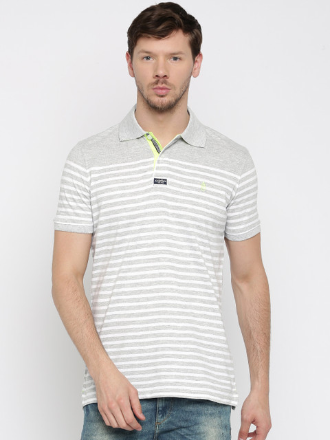 ALCOTT Grey Melange & White Striped Polo T-shirt
ALCOTT Grey Melange & White Striped Polo T-shirt