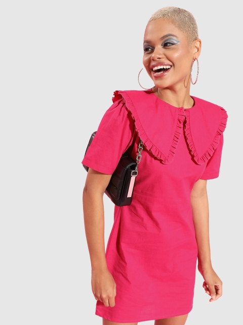 The Vanca Red & rose bonbon Tie-Up Neck Sheath Dress