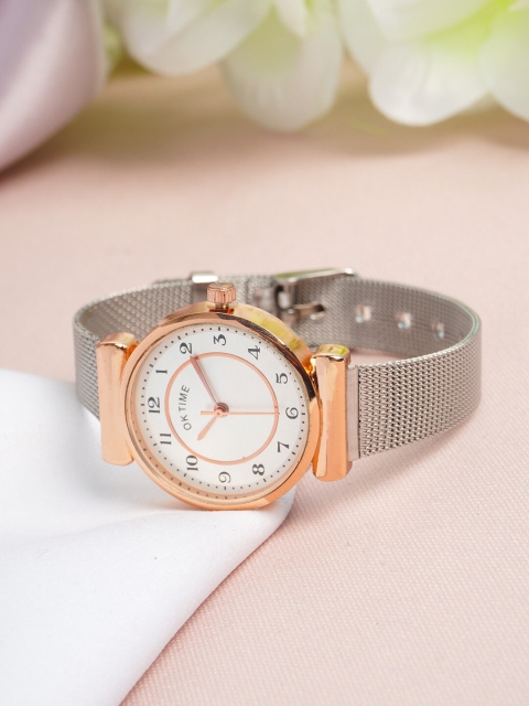 Ferosh Women Silver-Toned Embellished Dial & Silver Toned Bracelet Style Straps Analogue Watch
Ferosh Women Silver-Toned Embellished Dial & Silver Toned Bracelet Style Straps Analogue Watch