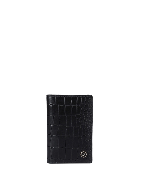 Da Milano Unisex Black Animal Textured Leather Card Holder