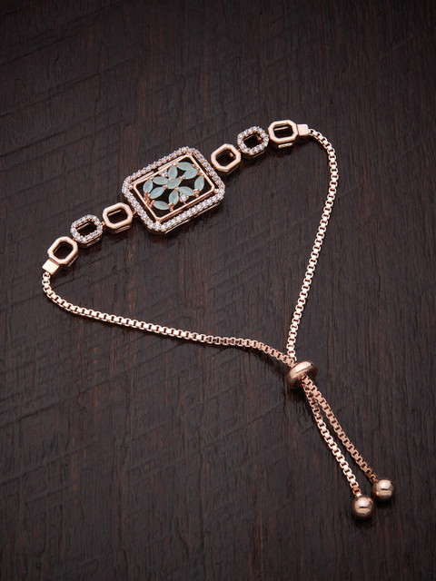Kushal's Fashion Jewellery Women Sea Green Cubic Zirconia Rose Gold-Plated Wraparound Bracelet 
Kushal's Fashion Jewellery Women Sea Green Cubic Zirconia Rose Gold-Plated Wraparound Bracelet
