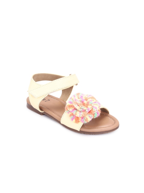 Hopscotch Girls Beige & Pink Comfort Sandals