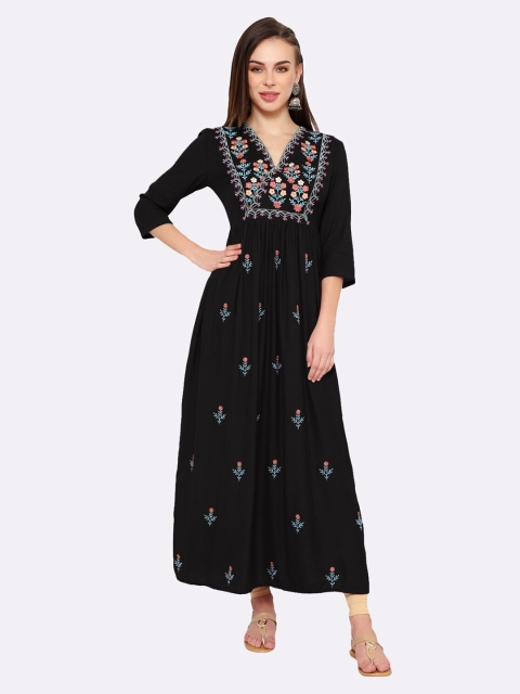 shashvi Black & Black Floral Embroidered V-Neck Thread Work Thread Work Anarkali Kurti
shashvi Black & Black Floral Embroidered V-Neck Thread Work Thread Work Anarkali Kurti