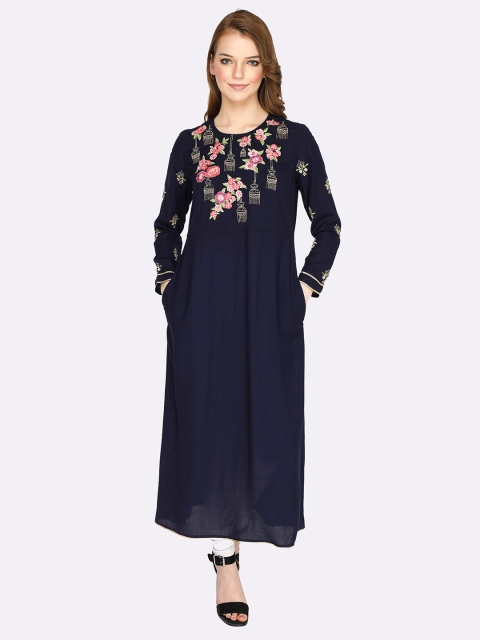 shashvi Navy Blue & Pink Ethnic Motifs Embroidered Thread Work Thread Work Anarkali Kurti
shashvi Navy Blue & Pink Ethnic Motifs Embroidered Thread Work Thread Work Anarkali Kurti