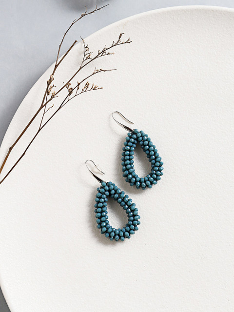 W Blue Teardrop Shaped Drop Earrings 
W Blue Teardrop Shaped Drop Earrings