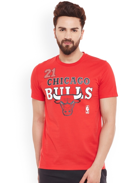 NBA Men Red Printed Slim Fit T-shirt