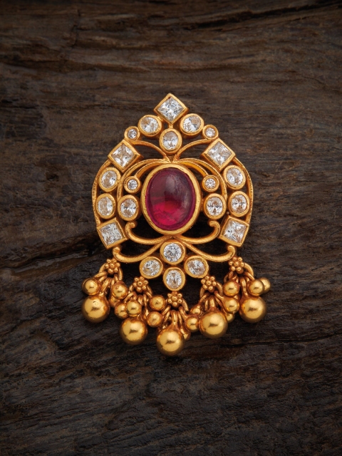 Kushal's Fashion Jewellery Gold-Plated White & Red Stone-Studded & Beaded Temple Pendant
Kushal's Fashion Jewellery Gold-Plated White & Red Stone-Studded & Beaded Temple Pendant