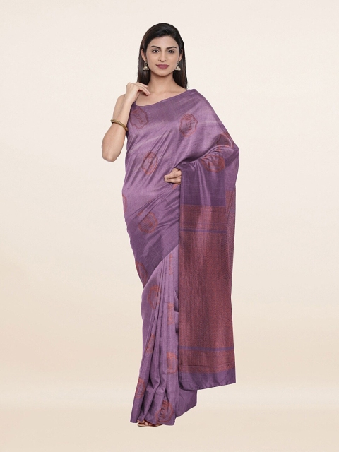 Pothys Lavender & Copper-Toned Ethnic Motifs Pure Silk Saree