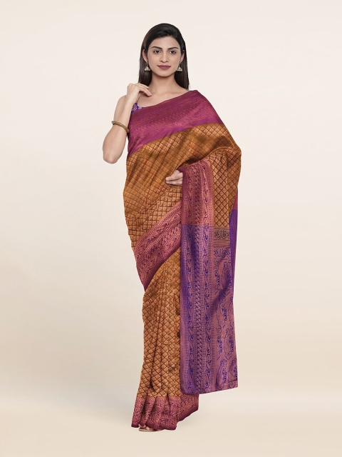 Pothys Green & Purple Woven Design Pure Silk Saree