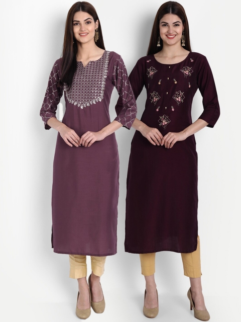 7Threads Women Pack Of 2 Multicoloured Ethnic Motifs Embroidered Thread Work Kurta, Multi
7Threads Women Pack Of 2 Multicoloured Ethnic Motifs Embroidered Thread Work Kurta, Multi