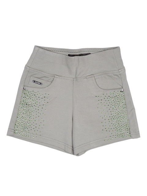 Albion Girls Green & Grey Slim Fit Shorts