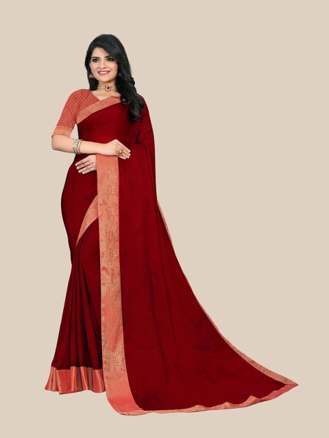 UNITED LIBERTY Women Maroon Sarees