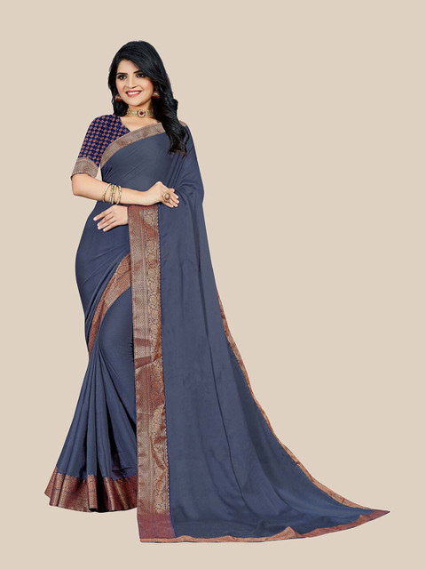 UNITED LIBERTY Women Grey Sarees 
UNITED LIBERTY Women Grey Sarees
